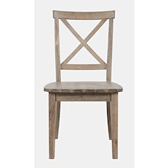 Eastern Tides Coastal Wire-Brushed Wood X-Back Acacia Dining Chair (Set of 2)