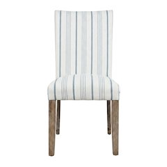 Acacia Veneer Parsons Dining Chairs, Coastal High-Back Style, Blue Stripe, Set