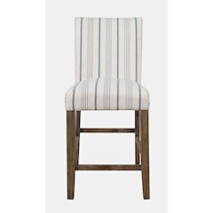 Eastern Tides Coastal Wire-Brushed Wood Upholstered Parsons Barstool (Set of 2)