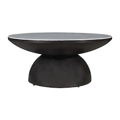 Circularity Modern Luxury Marble and Iron 35" Round Pedestal Coffee Table
