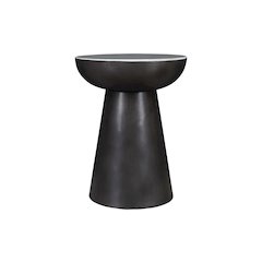 Circularity Modern Luxury Marble and Iron 18" Round Pedestal End Table