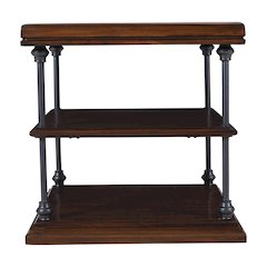 Larson Modern Industrial Square Solid Wood End Table with Storage Shelves