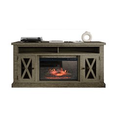 Telluride Rustic Solid Wood 60" Storage Console TV Stand with Electric Fireplace