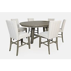 Rustic Farmhouse Solid Wood Seven Piece Counter Height Dining Table Set