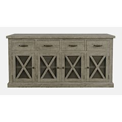 70" Rustic Distressed Solid Wood Farmhouse Four Drawer Sideboard Buffet Server