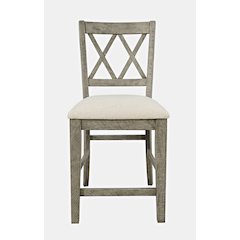 Telluride Rustic Farmhouse Solid Wood Upholstered Counter Stool (Set of 2)