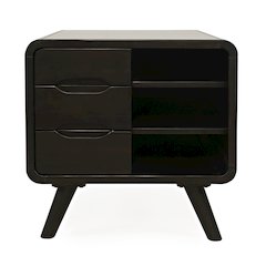 Marlowe Mid-Century Modern 24" Curved End Table with Storage Drawers