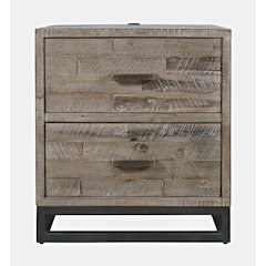 Modern Coastal 25" Distressed Solid Wood Nightstand with USB Charging