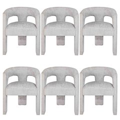Gwen Modern Luxury Jacquard Fabric Sculpture Armchair - Set of 6