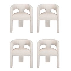 Gwen Modern Luxury Jacquard Fabric Sculpture Armchair - Set of 4