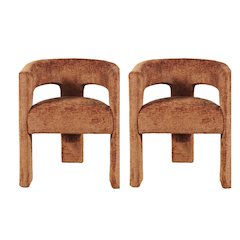 Gwen Modern Luxury Jacquard Fabric Sculpture Armchair - Set of 2