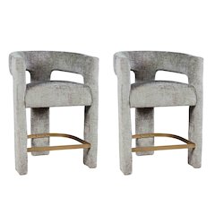 Gwen Modern Luxury Jacquard Fabric Sculpture Counter Stool - Set of 2