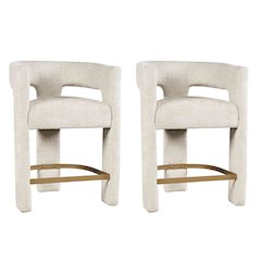 Gwen Modern Luxury Jacquard Fabric Sculpture Counter Stool - Set of 2