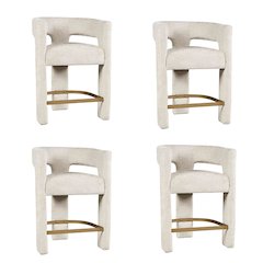 Gwen Modern Luxury Jacquard Fabric Sculpture Counter Stool - Set of 4