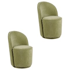 Mid-Century Modern Upholstered Swivel Dining Chair, Green, Set of 2