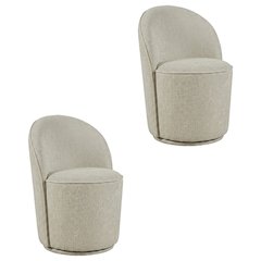 Mid-Century Modern Upholstered Swivel Dining Chair, Gray, Set of 2