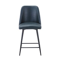 Mid-Century Modern Faux Leather Upholstered Counter Height Barstool (Set of 2)