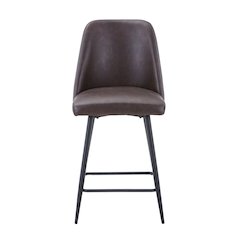 Mid-Century Modern Faux Leather Upholstered Counter Height Barstool (Set of 2)