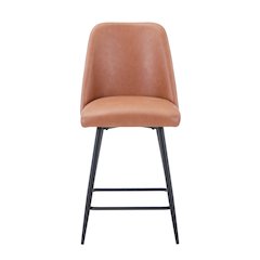 Mid-Century Modern Faux Leather Upholstered Counter Height Barstool (Set of 2)
