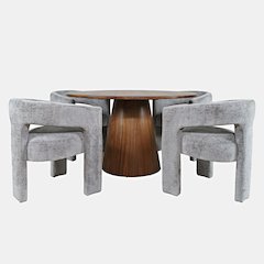 Gwen Luxury Mid-Century Modern Five Piece Dining Set with Upholstered Chairs