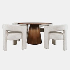 Gwen Luxury Mid-Century Modern Five Piece Dining Set with Upholstered Chairs