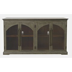 Archdale 65" Gothic Arch Transitional Sideboard Storage Cabinet with Glass Doors