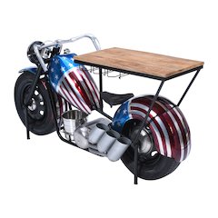 70" Patriotic American Flag Motorcycle Bar Console Table