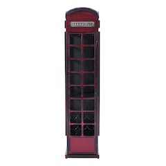 Telly Vintage Telephone Booth Lounge Bar Cabinet with Wine Rack and Storage