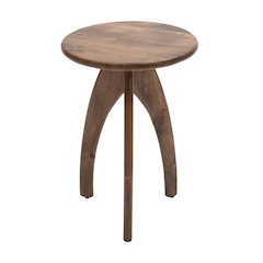 Aero Curved Space Age Round Mid-Century Modern Solid Wood Accent End Table