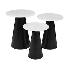 Nolan Marble Top Three Pack Solid Wood Accent Table Set