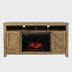 Modern Transitional 60" Chevron Fireplace Storage Console TV Stand