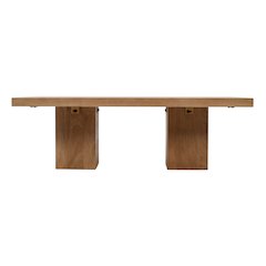 Modern Rustic 54" Solid Wood Double Pedestal Coffee Table