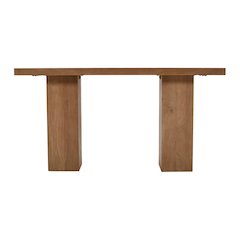 Modern Rustic 58" Solid Wood Double Pedestal Console Sofa Table