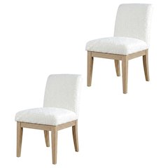 Solid Wood Upholstered Parsons Dining Chairs, Brown, Set of 2