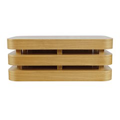 Mid-Century Modern Floating Sculpture Layered Coffee Table with Caster Wheels