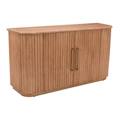 Breck Solid Wood 60" Mid-Century Modern Curved Sideboard Bar Storage Cabinet