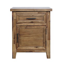 Claremont Transitional Rustic Wood Accent End Table with Storage
