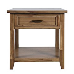 Claremont Transitional Rustic Wood Square End Table with Storage