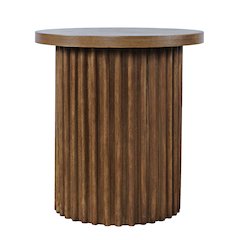Auden 24" Round Mid-Century Modern Fluted Pedestal Base End Table