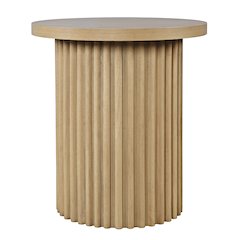 Auden 24" Round Mid-Century Modern Fluted Pedestal Base End Table