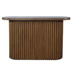 Auden Oval Mid-Century Modern Fluted Pedestal Base Sofa Console Table