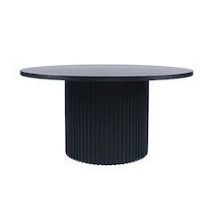 Auden 60" Round Mid-Century Modern Fluted Pedestal Base Dining Table