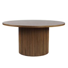 Auden 60" Round Mid-Century Modern Fluted Pedestal Base Dining Table