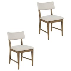 Contemporary Upholstered Split Back Dining Chair, Chestnut, Set of 2