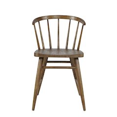 Traditional Solid Wood Curved-Back Spindle Dining Chairs, Chestnut, Set of 2