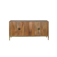 Asher 69" Solid Wood Mid-Century Modern Curved Arch Sideboard Cabinet