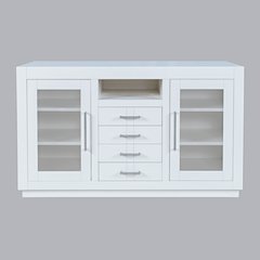 50" Contemporary Media Console with Tempered Glass Doors, Drawers and Shelves