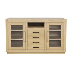 50" Contemporary Media Console with Tempered Glass Doors, Drawers and Shelves