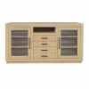 60" Contemporary Media Console with Tempered Glass Doors, Drawers and Shelves