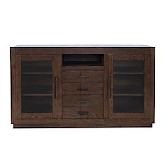 50" Contemporary Media Console with Tempered Glass Doors, Drawers and Shelves